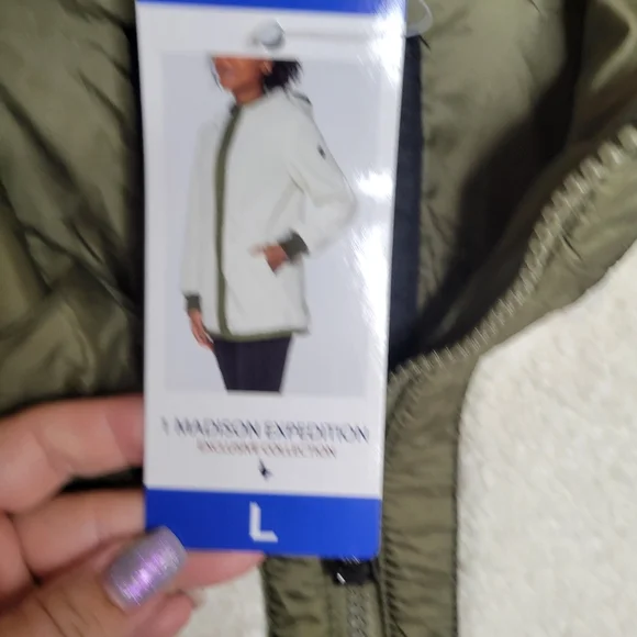 1 Madison Expedition Cream Olive Wooly Hooded Jacket - Picture 3 of 6